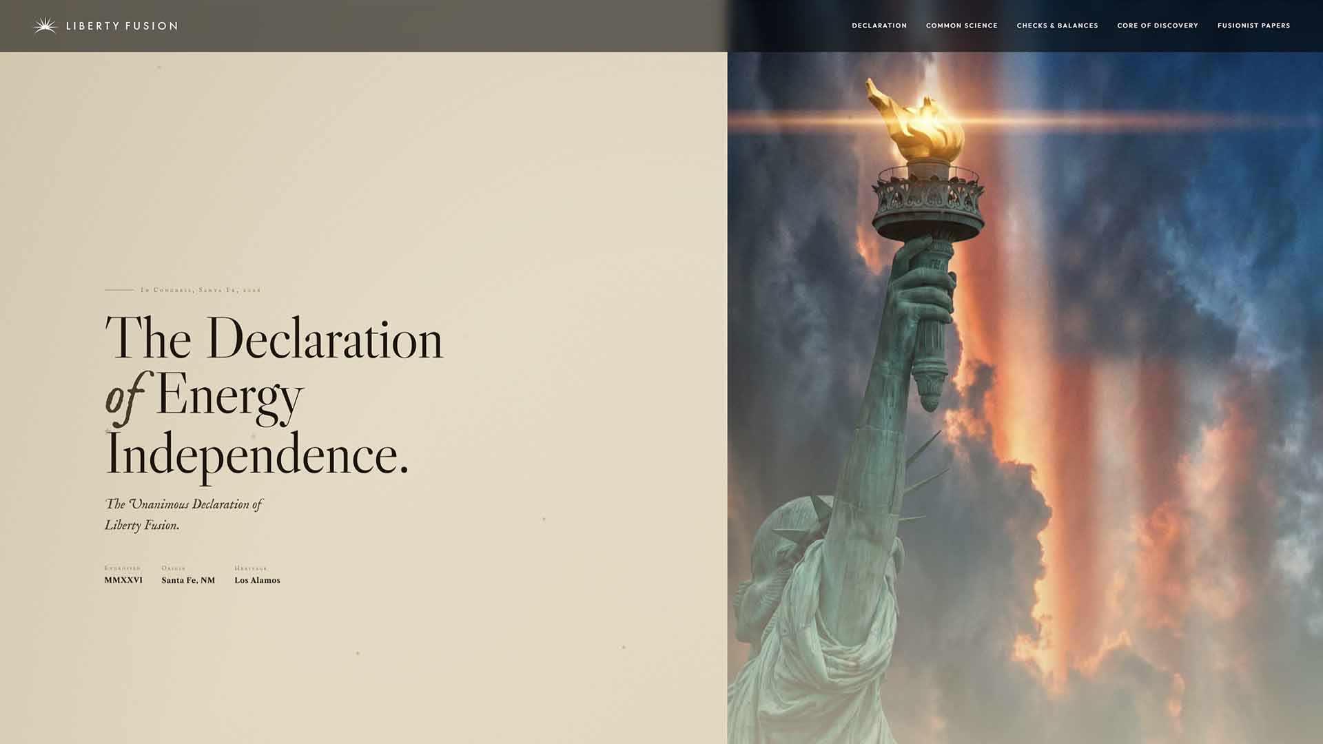 The Declaration of Energy Independence, the full Constitutional Futurism register.
