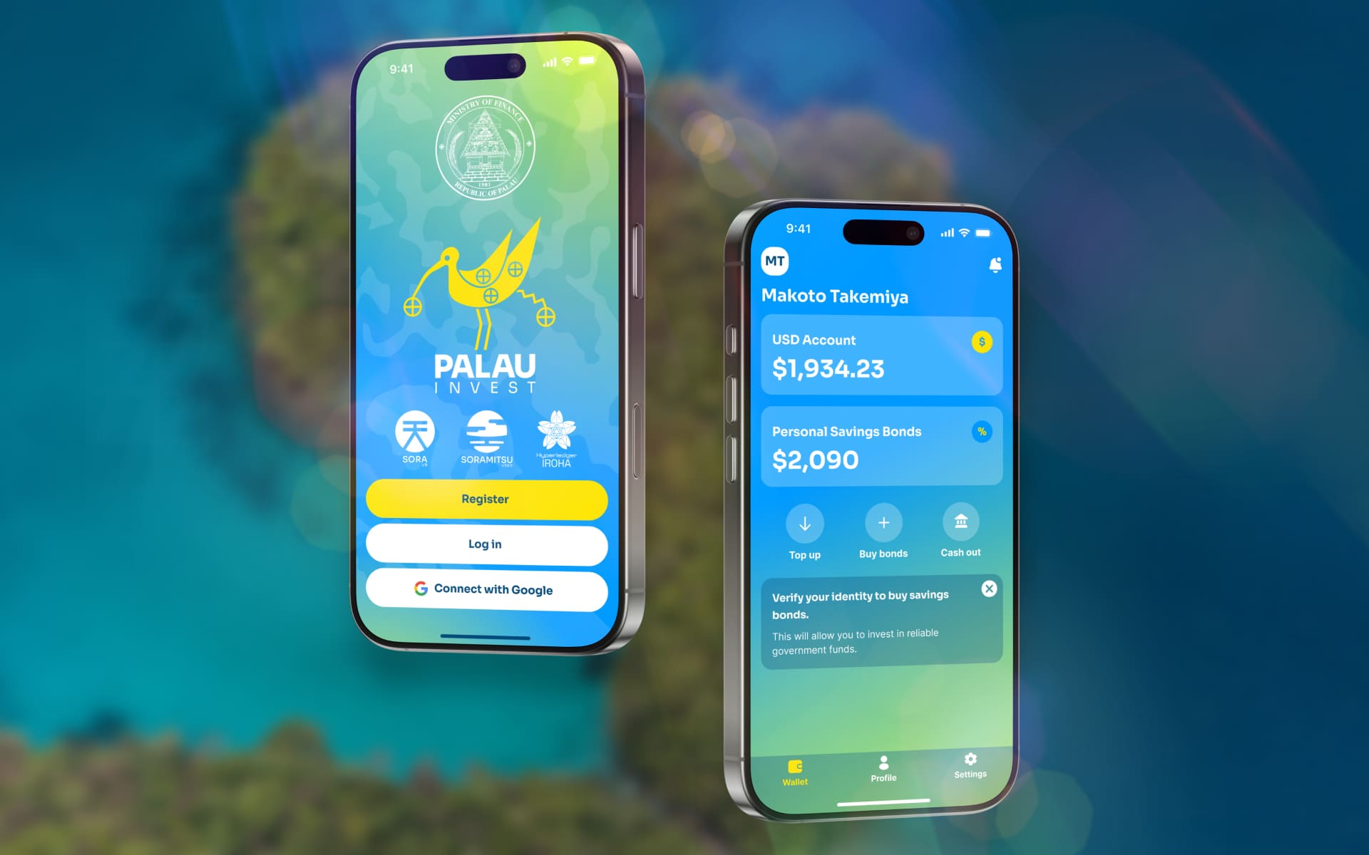 Palau Invest brand identity and user interface